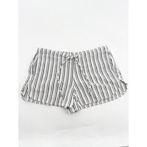 Brandy Melville White and Navy Striped Drawstring Shorts